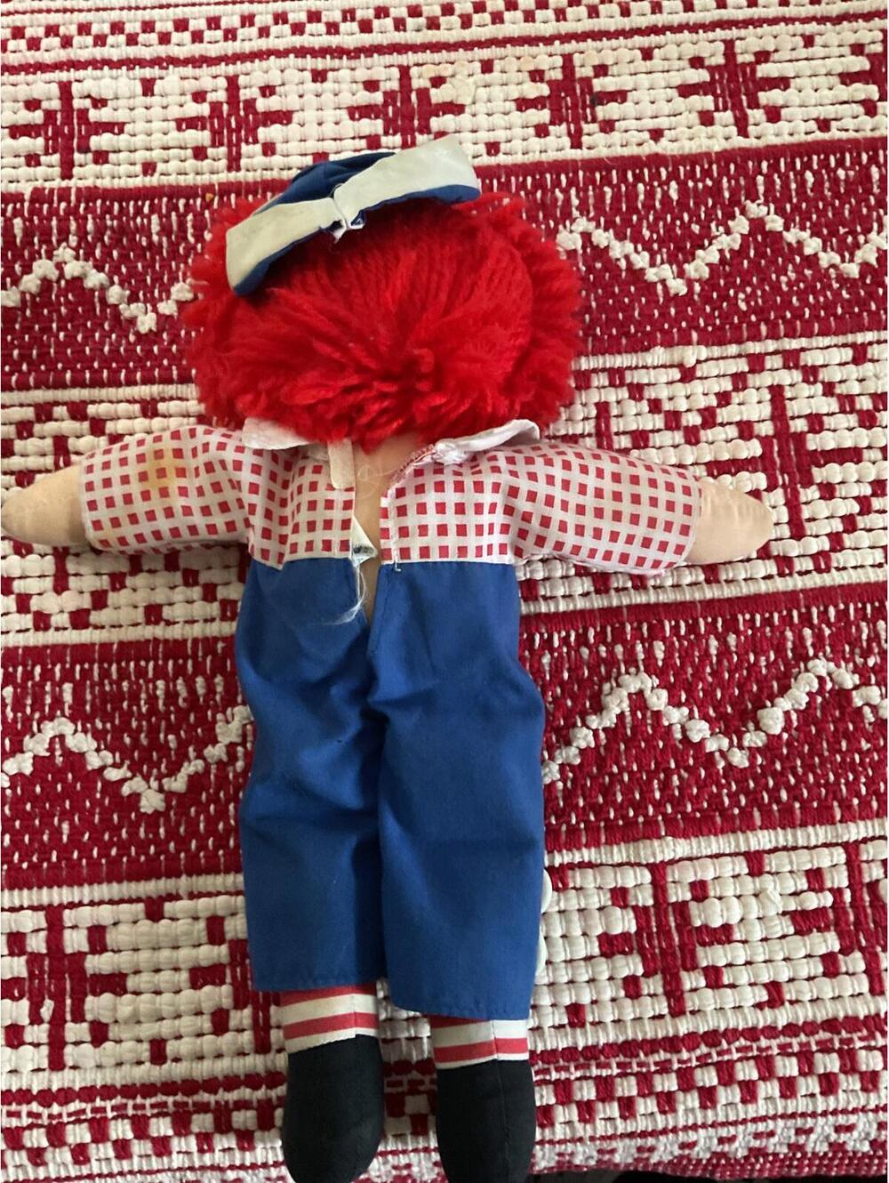 Vintage  Hasbro Softies Raggedy Andy Doll with Red Yarn Hair 1980's - Picture 4 of 9